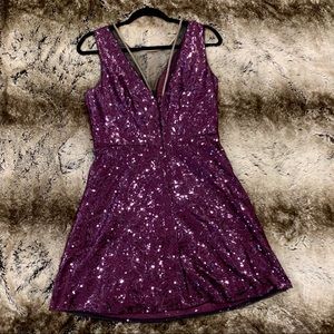 BCBG Purple Sequin Cocktail Dress